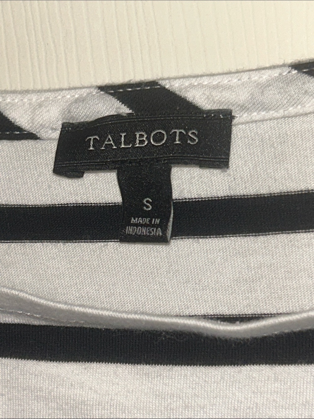 Talbots White and Black Striped Peplum Top - Picture 2 of 3